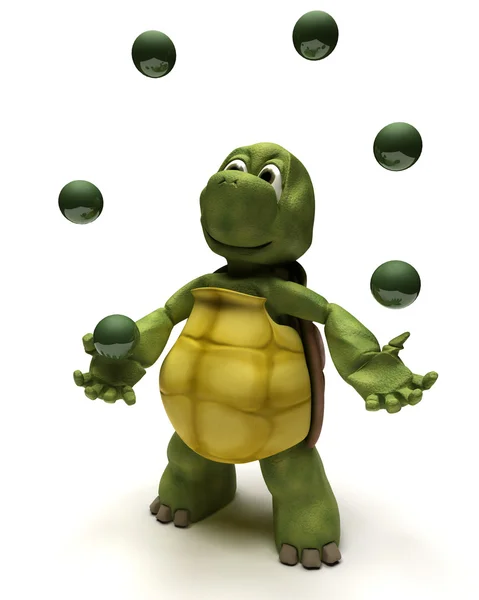 Schildkröte jongliert Bälle — Stockfoto