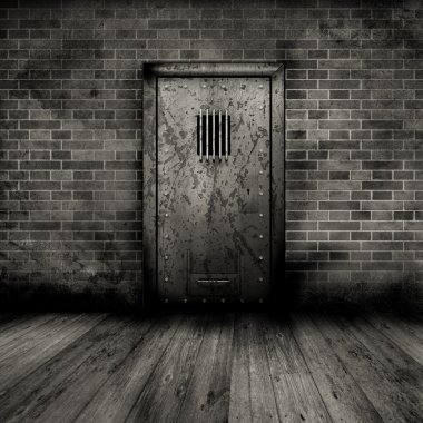 Grunge interior with prison door clipart