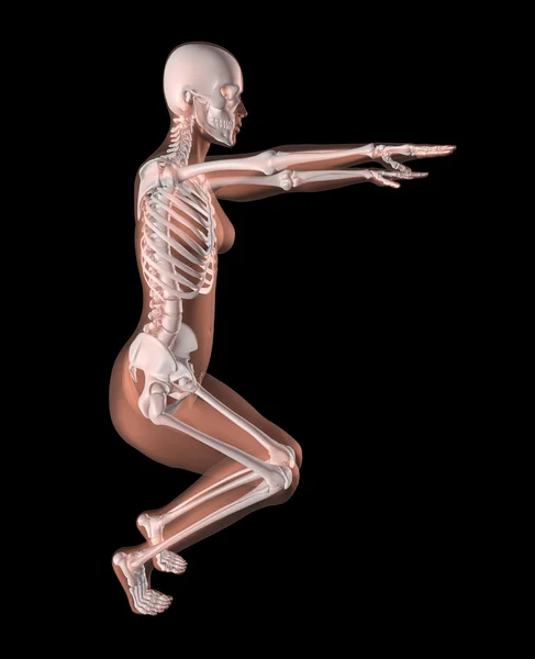 Squelette féminin en position de yoga — Photo