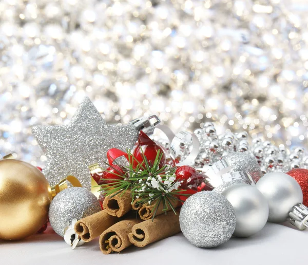 Silberner Hintergrund für Weihnachten — Stockfoto
