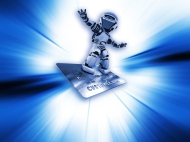 Robot on credit card clipart