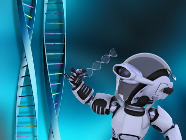 Robot with DNA strands clipart