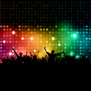 party crowd on disco lights clipart