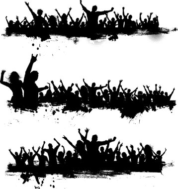 Grunge party crowds clipart