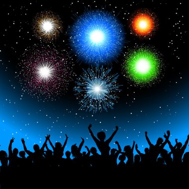 Party with fireworks clipart