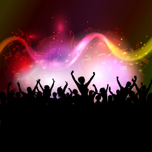Audience on music notes background — Stock Photo, Image