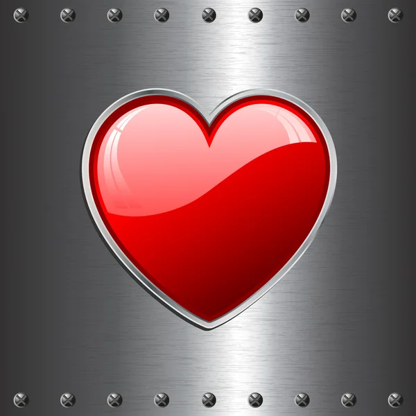 Srdce na kovové pozadí — Stock fotografie