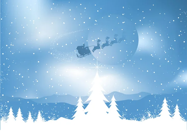 Santa en una noche nevada — Foto de Stock