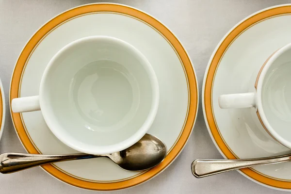 빈 컵과 접시, 평면도 — 스톡 사진