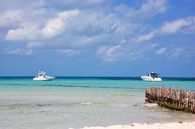 Wooden pier in cancun clipart