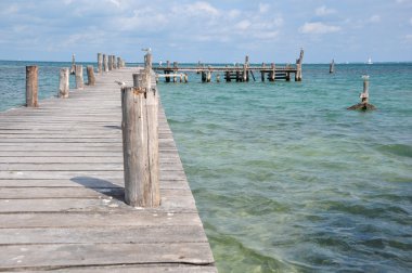 Wooden pier in cancun clipart