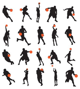 basketbol oyuncuları 20 pozlar silhouettes