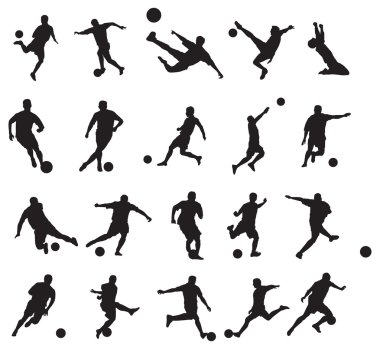 20 soccer poses silhouette clipart