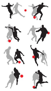 8 groups of soccer player poses02. clipart