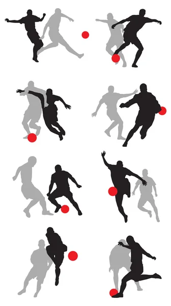 8 grupos de jugadores de futbol poses02 . — Archivo Imágenes Vectoriales