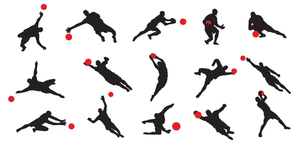 15 fotboll målet keeper poser. — Stock vektor