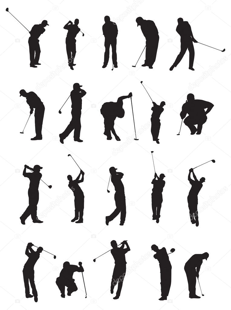 20 golf poses silhouette.
