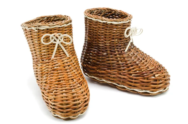 Dekorativa wicker skor — Stockfoto