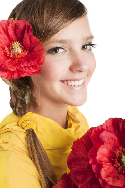 Bella ragazza con fiore — Foto Stock