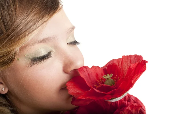 Beutiful girl with flower — Stock Photo, Image