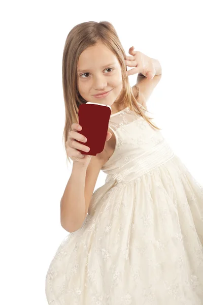 Menina com telefone móvel — Fotografia de Stock