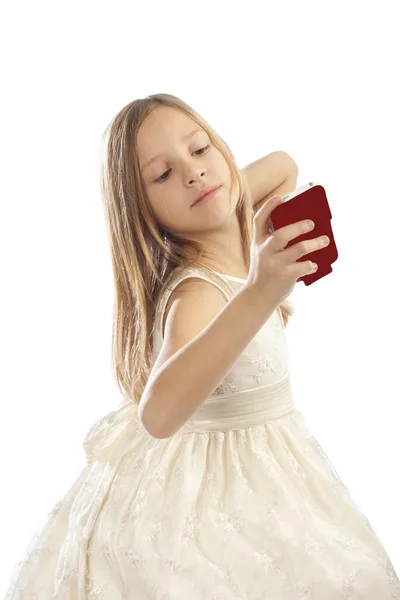 Dívka s mobilním telefonem — Stock fotografie