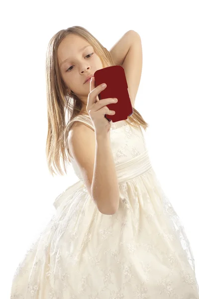 Девушка с мобильного телефона — стоковое фото