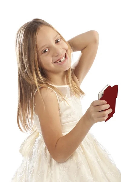 Girl with mobile telephone — Stock Photo, Image