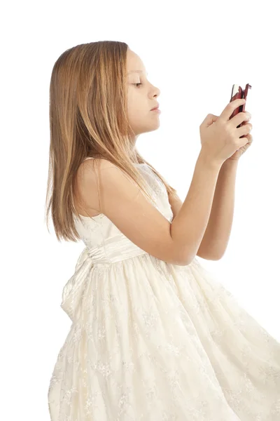 Menina com telefone móvel Imagens De Bancos De Imagens