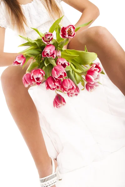 Donna con bouquet — Foto Stock