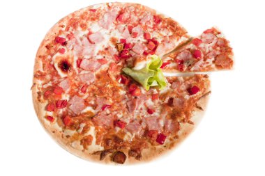 beyaz zemin üzerinde pizza