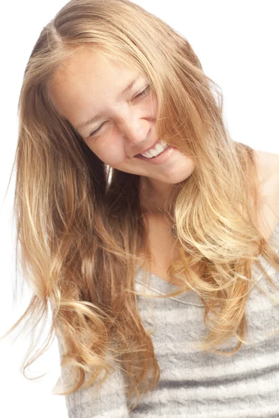 Blond dziewczynka uśmiechający się — Zdjęcie stockowe