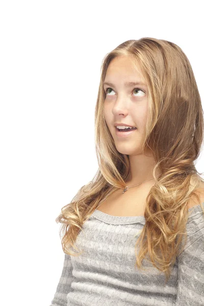 Unga leende blond flicka — Stockfoto