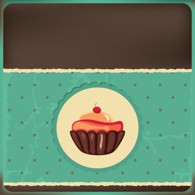 çerçevede Cute retro cupcake