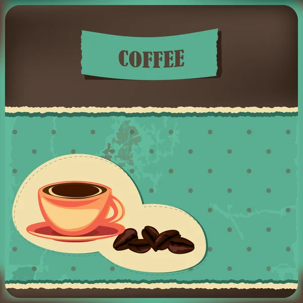 Káva karta s cup a fazole — Stockový vektor