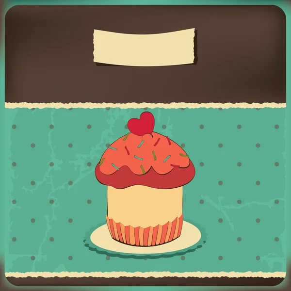 フレームでかわいいレトロなカップケーキ — ストックベクタ