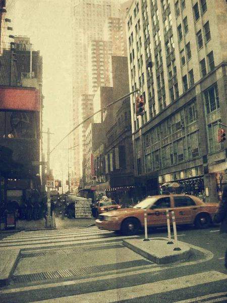 New york city. Street. gammal stil bild — Stockfoto