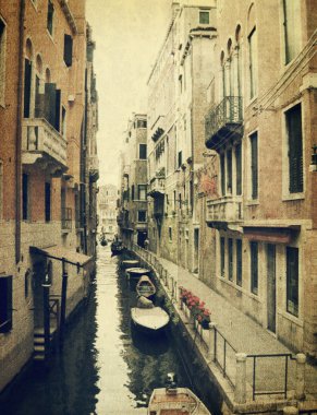 Canal with gondola. Venice clipart