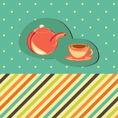 Tee card with cup and beans clipart