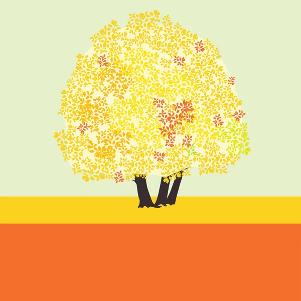 노란 잎이 달린 가을 나무 — 스톡 벡터