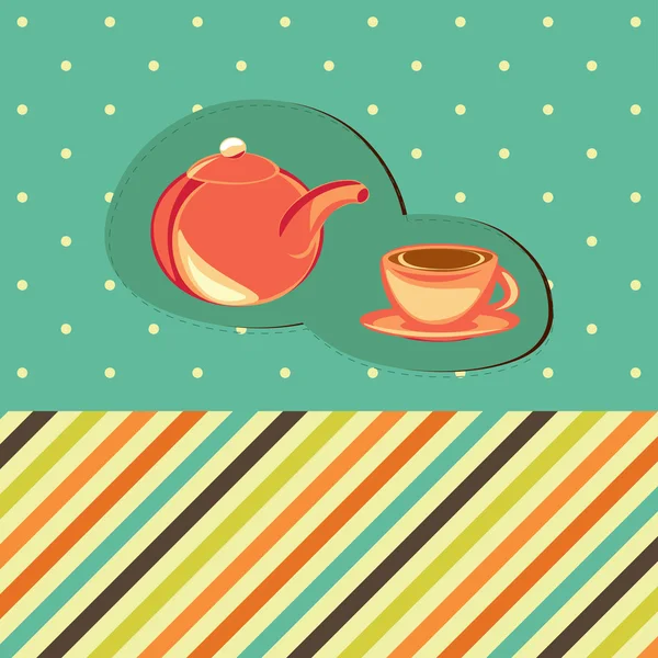 Tee-kort med kopp och bönor — Stock vektor