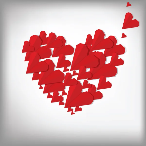 Origami szív. Valentin nap — Stock Vector