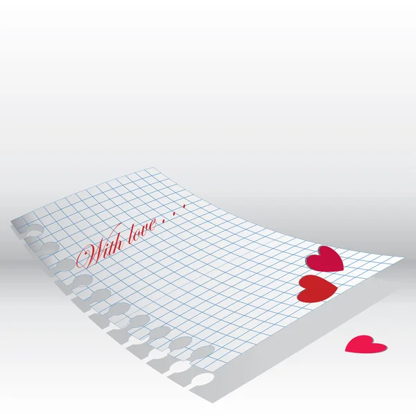 Carta de amor. Papel con corazones abstractos . — Vector de stock