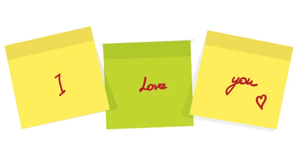 Post it for reminder note with love message — Stock Vector