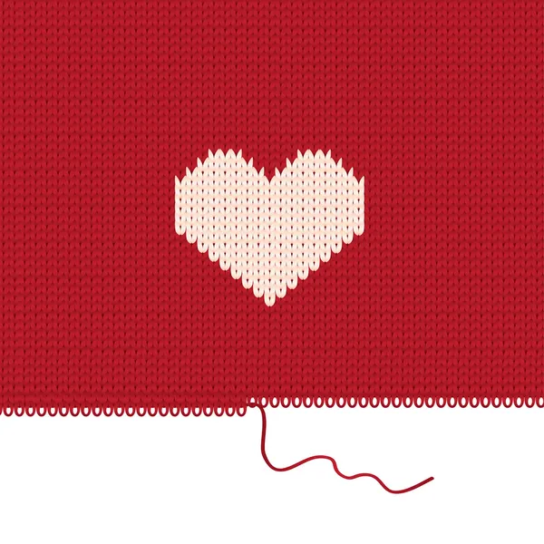 Knitted heart. Valentines day card. — Stock Vector