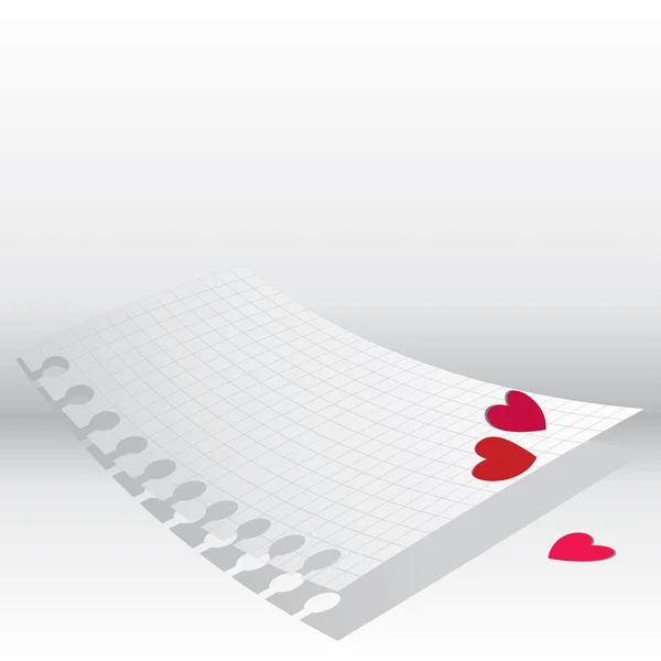 Kärleksbrev. papper med abstrakt hjärtan. — Stock vektor