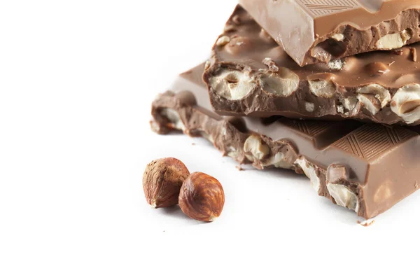 Milk Chocolate with hazelnuts — Stock Photo, Image