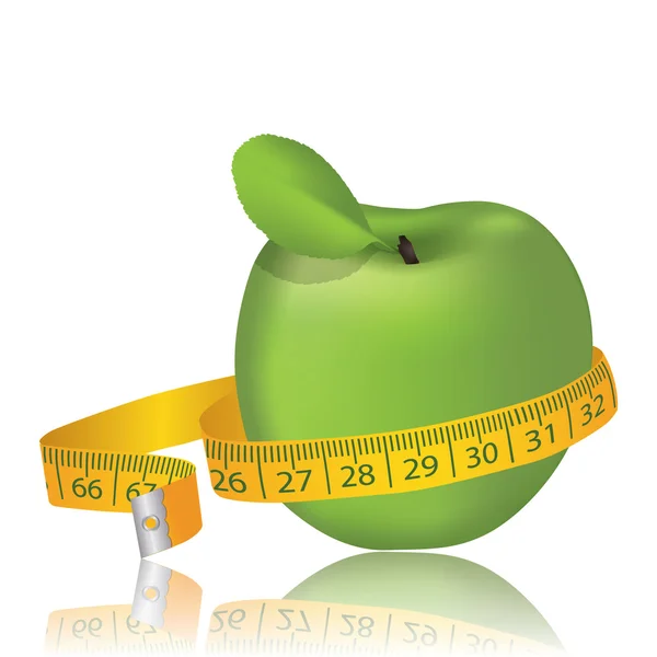 Manzana verde con medición — Archivo Imágenes Vectoriales