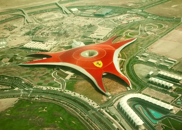 Ferrari World Park is the largest indoor amusement park in the w — Stock Photo, Image