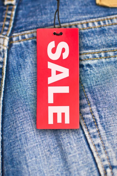 Jeans com venda Etiqueta — Fotografia de Stock